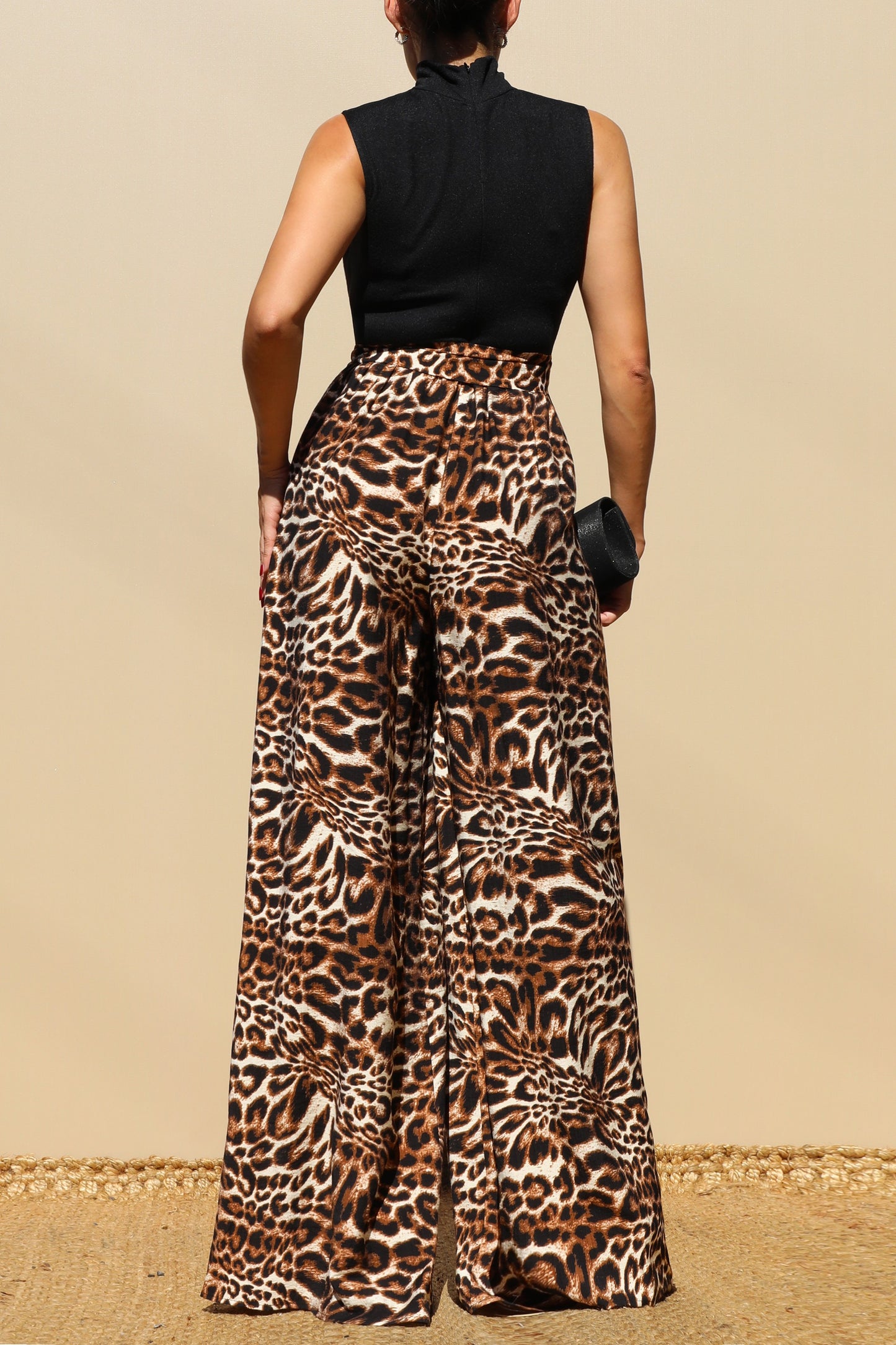 Animal Print & Solid Black Jumpsuit