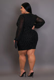 Plus Size Rhinestone Mini Dress