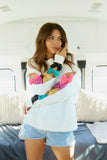 French Terry Sequin Multicolor Bow Sweatshirt- Off White
