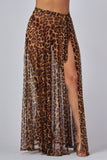 Daredevil Leopard Print Illusion See-Thru Skirt & Bodysuit Top Set/ Swimwear Set
