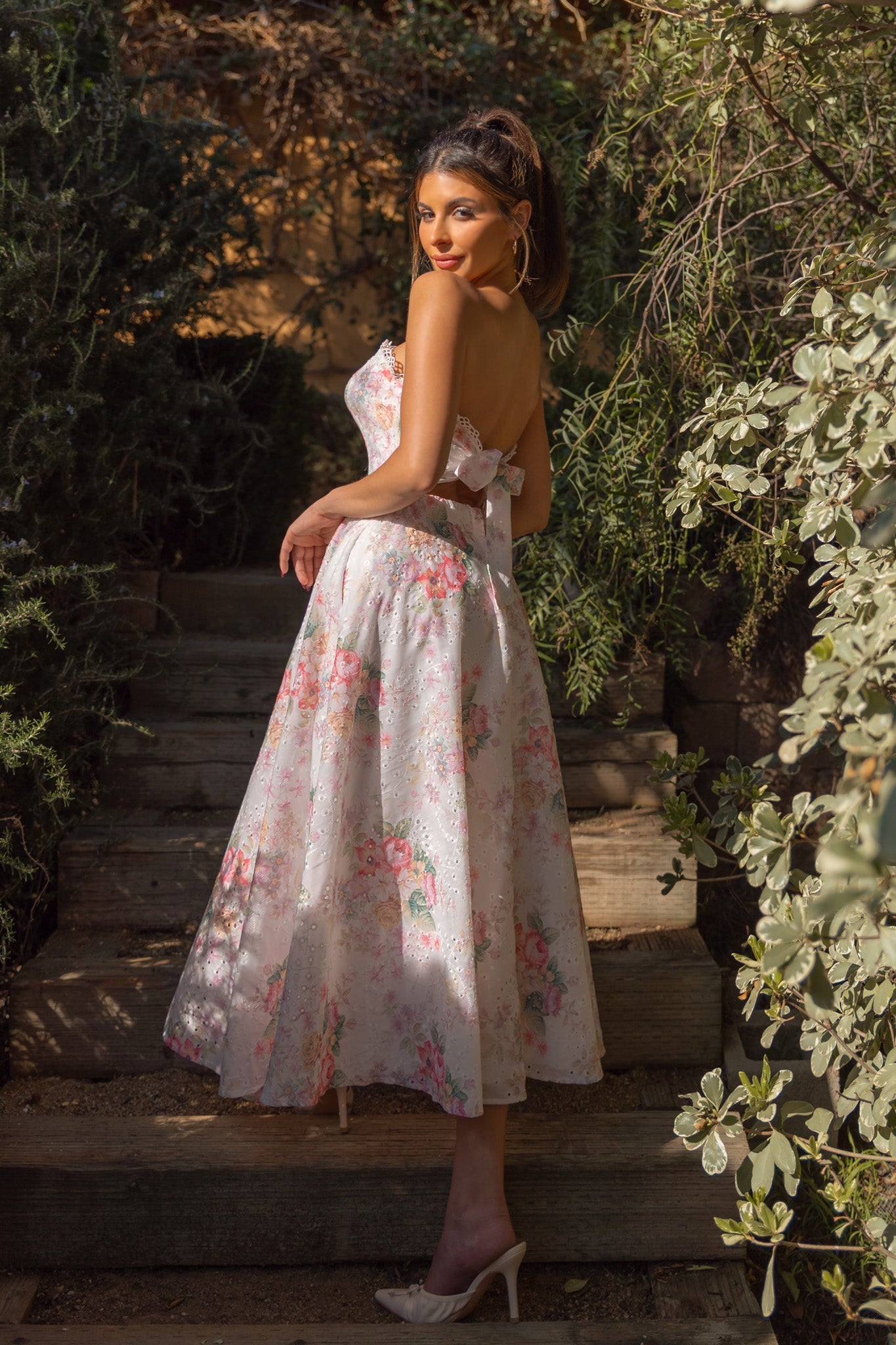 Bowtied Back Midi Dress- Multicolored