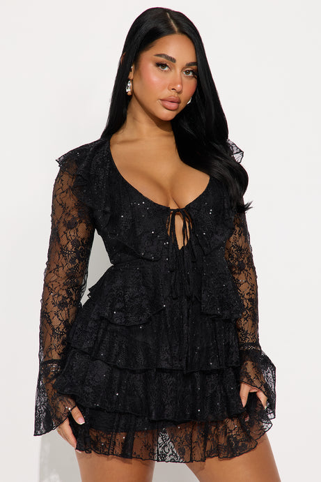 Lace Mini Dress- Black