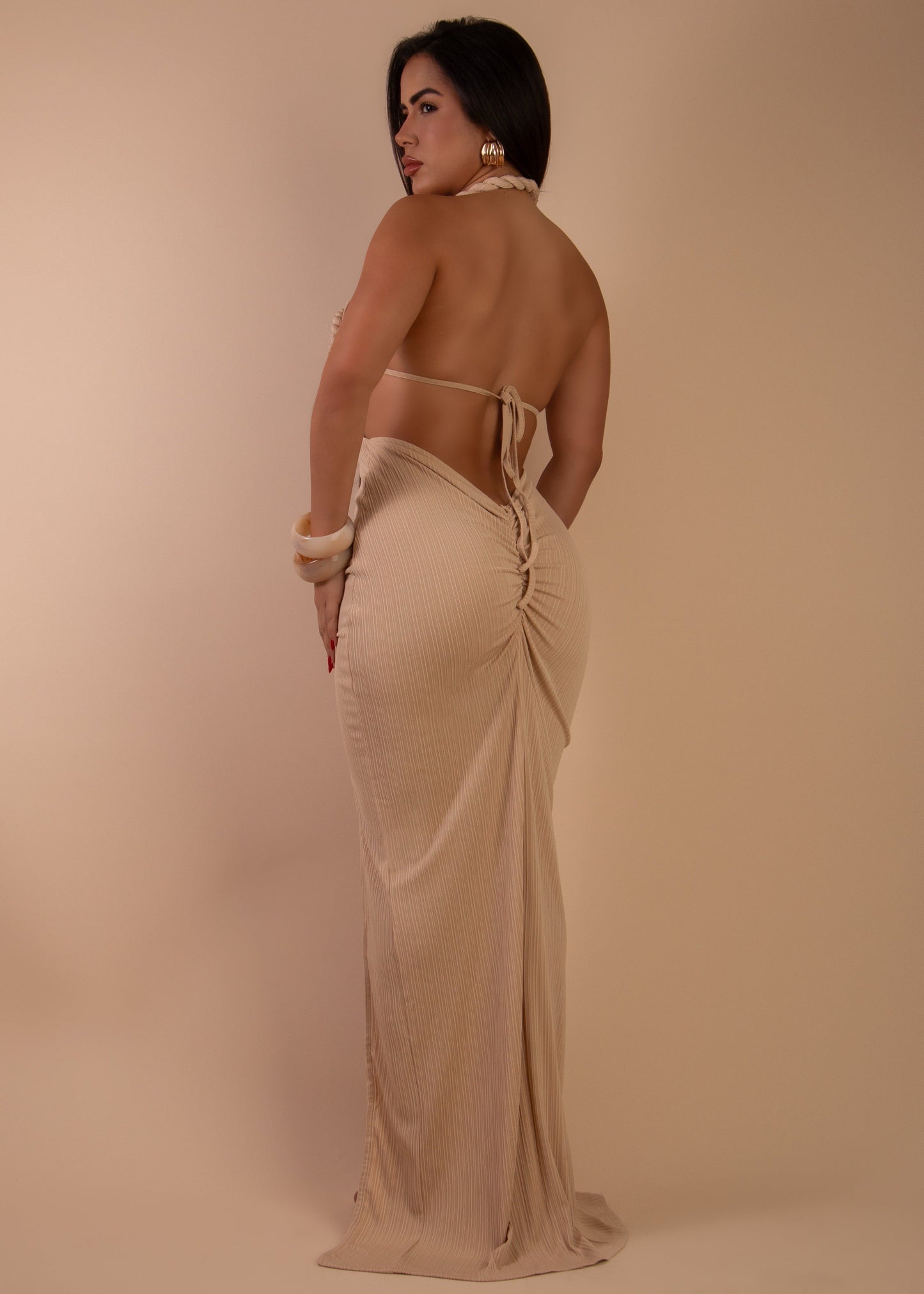 Desire Roped Chest Maxi Dress- Nude