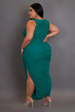 Plus Size Rhinestone Ruched Midi Dress