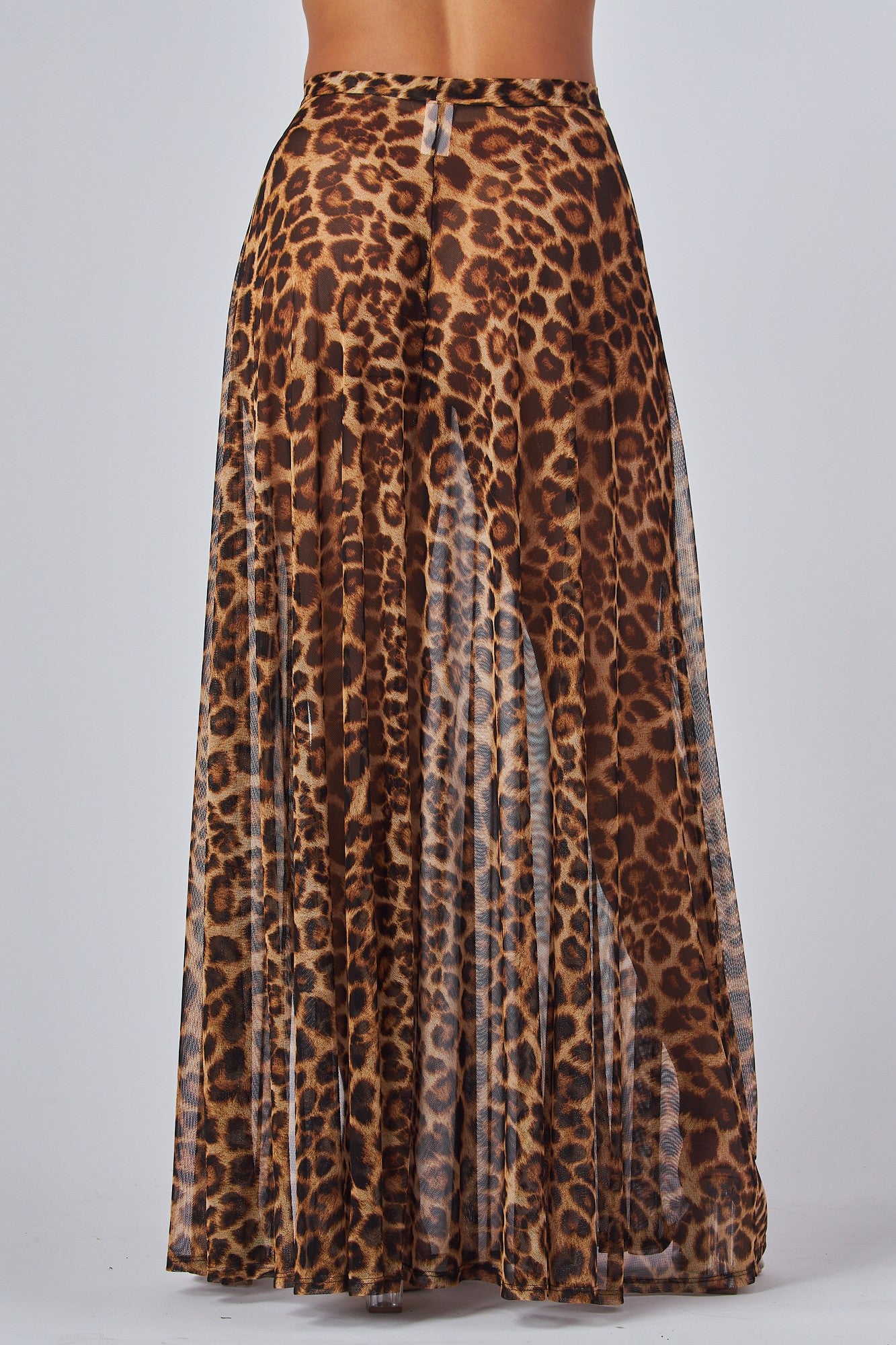 Daredevil Leopard Print Illusion See-Thru Skirt & Bodysuit Top Set/ Swimwear Set