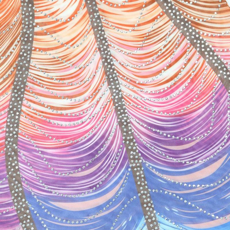 Rhinestone Embellished Rainbow Semi Sheer Dress