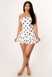 Dotted Pattern Spaghetti Strap Pumpkin Mini Dress