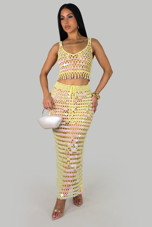 Mint Oasis Swimwear Coverup Skirt Set- Yellow