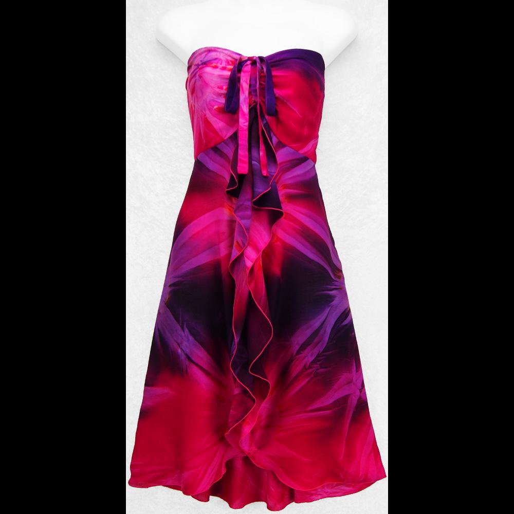 Tie-Dye Front Ruffle Sarong Dress