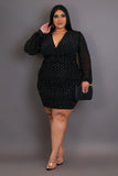 Plus Size Rhinestone Mini Dress