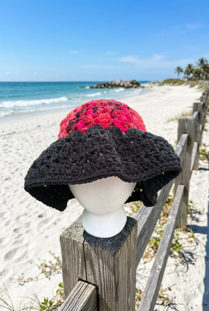 Handmade Grandma Crochet Bucket Hat- Black/Pink/Red/Burgundy