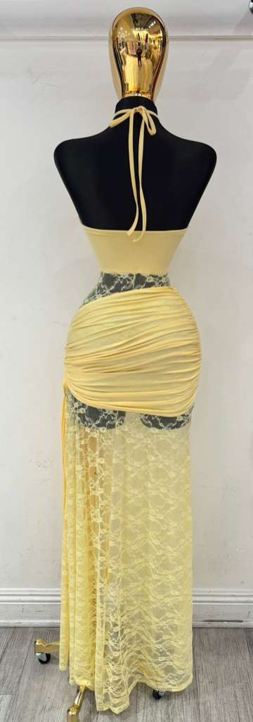 Dreams of Jupiter Part Lace Dress- Yellow