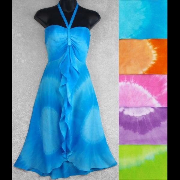 Tie-Dye Circle Front Ruffle Sarong Dress