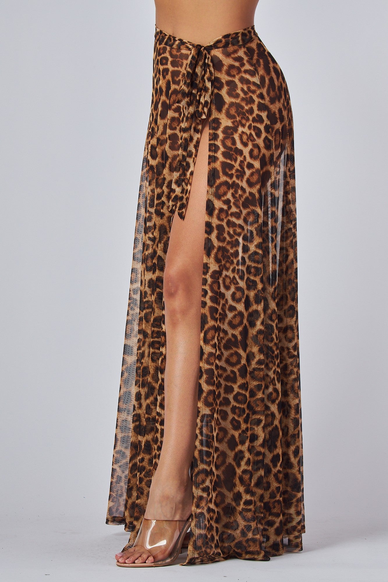 Daredevil Leopard Print Illusion See-Thru Skirt & Bodysuit Top Set/ Swimwear Set