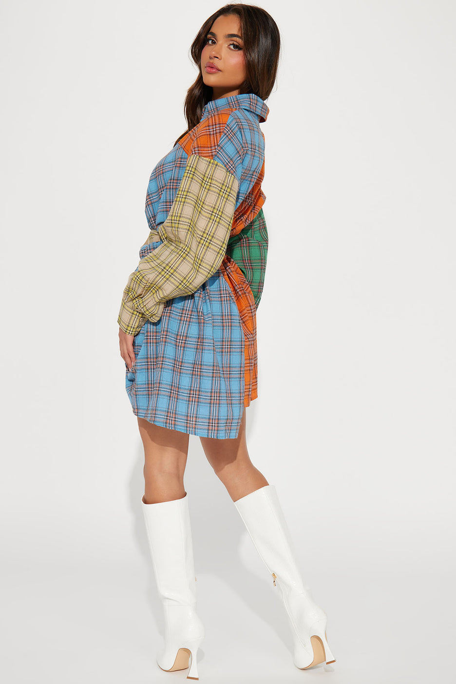 Multicolored Flannel Mini Dress