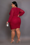 Plus Size Rhinestone Mini Dress