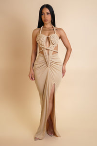 Desire Roped Chest Maxi Dress- Nude