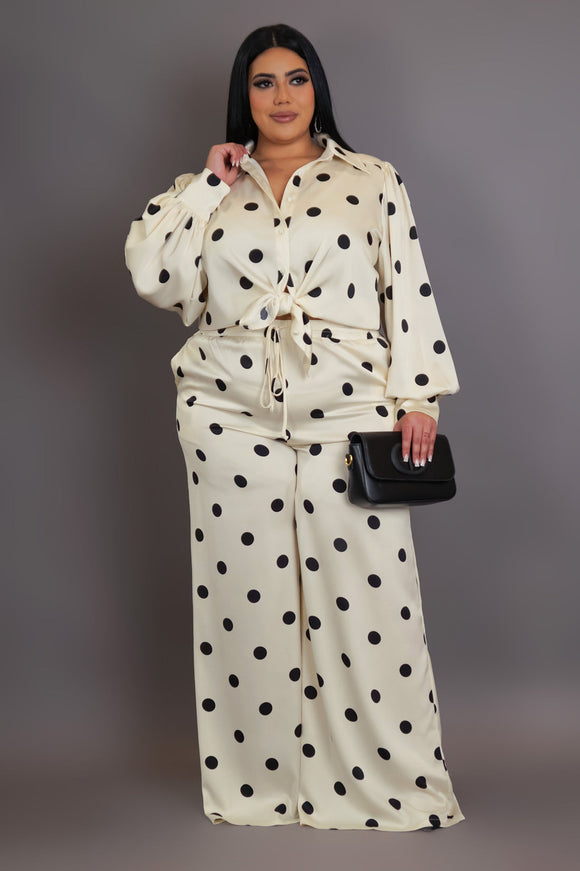 Plus Size Polka Dot Pants & Top Set