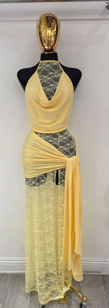 Dreams of Jupiter Part Lace Dress- Yellow