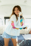 French Terry Sequin Multicolor Bow Sweatshirt- Off White