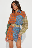 Multicolored Flannel Mini Dress