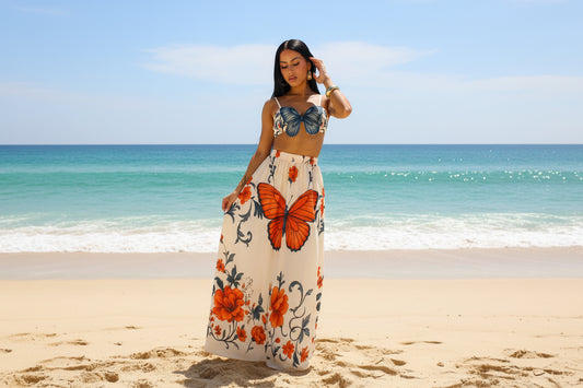 Butterfly Imprint Skirt Set