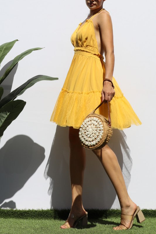 Taking in the Sun Mini Dress- Yellow