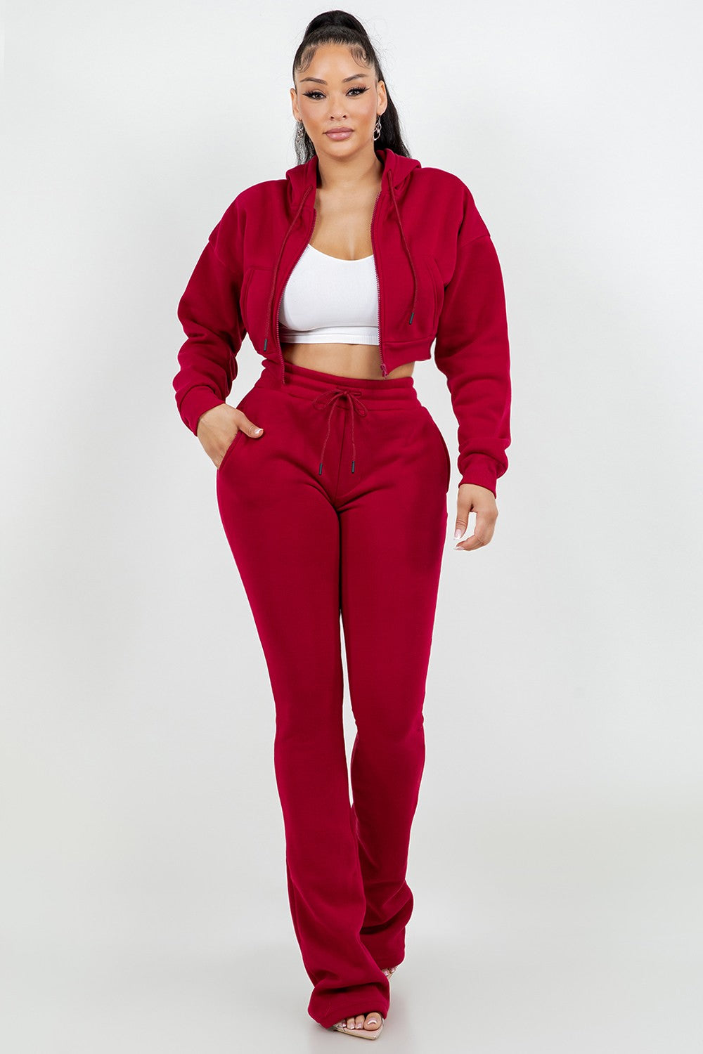 Winter Nights Jogger Set- Burgundy