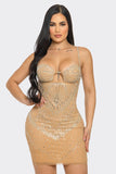 Rhinestone Nude Mini Dress