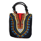 traditional african print beaded tote bag black