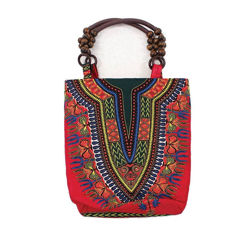 traditional african print beaded tote bag fuchsia