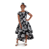 black & white african flare dress