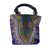 traditional african print beaded tote bag purple