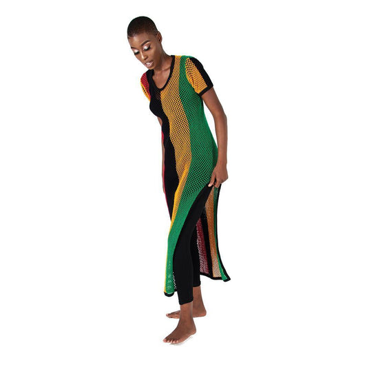 rasta reggae mesh beach dress