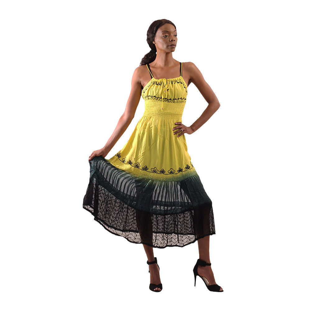 yellow/green mesh bottom dress