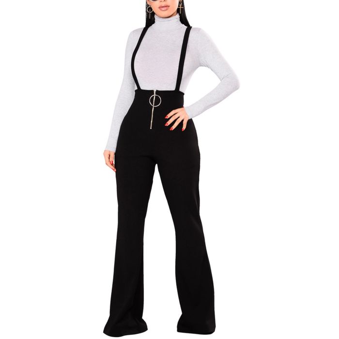 wide leg suspender pants