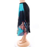 black woman face print pleated skirt