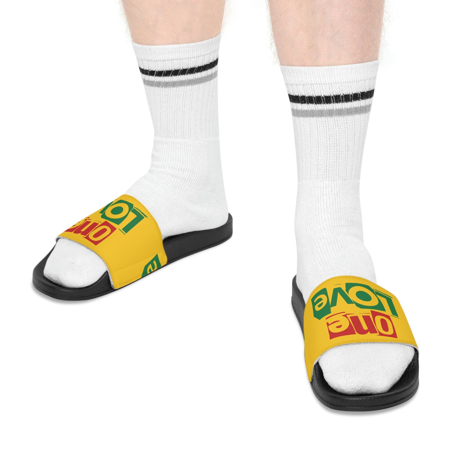 "One Love" Print Men's Slide Sandals