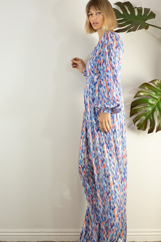 Open Back Long Sleeve Wide Leg Jumpsuit