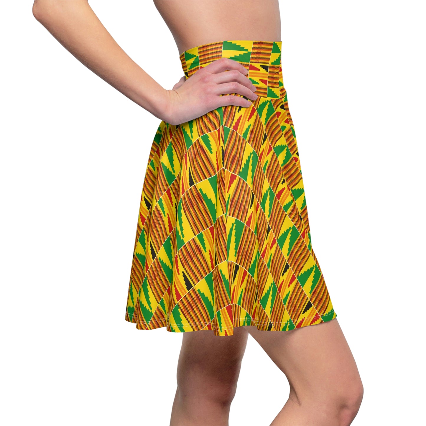 Customized Kente Print Women's Skater Skirt