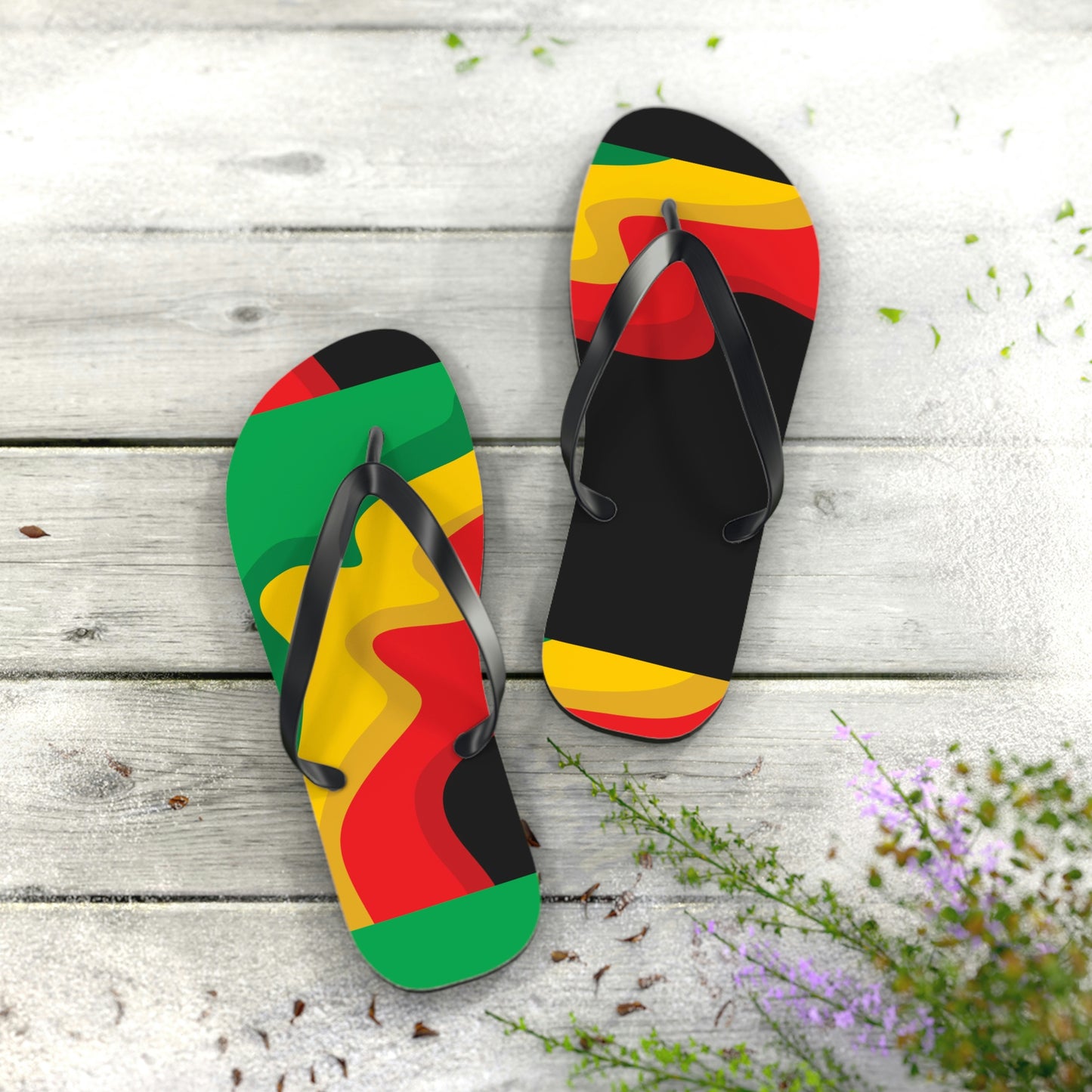 Rasta Print Flip Flops