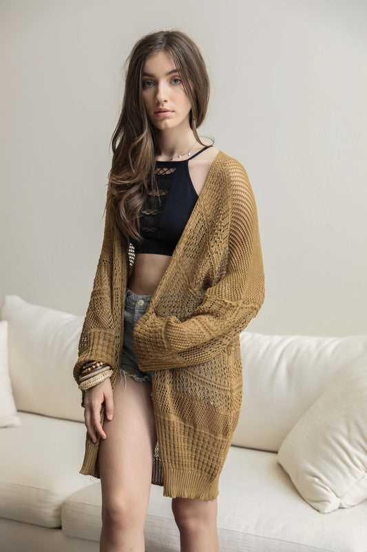 Knit Netted Cardigan (4 Colors)