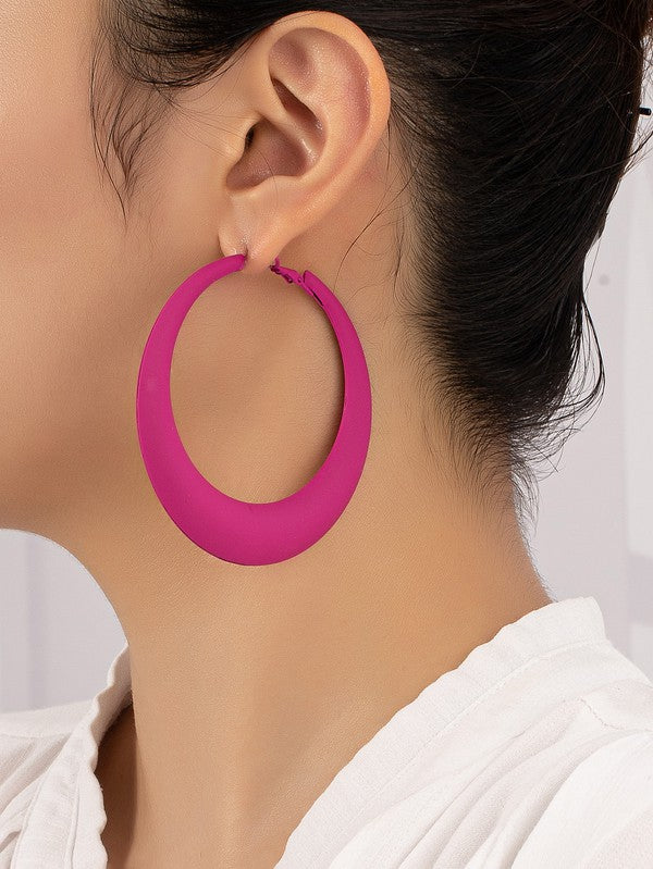 Large Color Coated Puffy Hoop Earrings