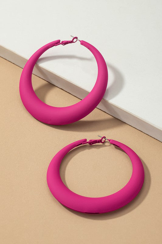 Large Color Coated Puffy Hoop Earrings