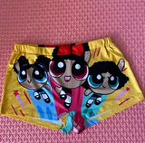 power puff girls print snack booty shorts