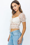 Ruched Embroidery Cropped Top
