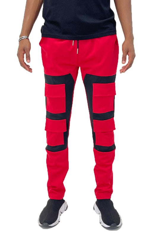 Men's Color Block Cargo Track Pants