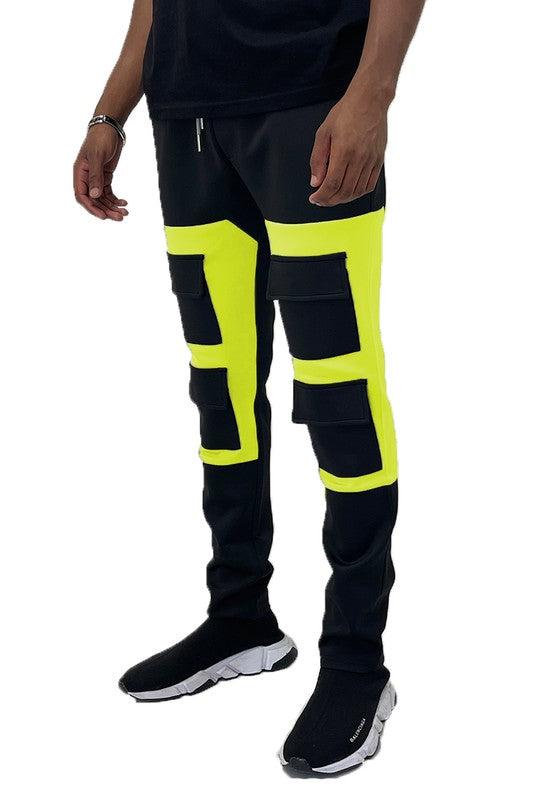 Men's Color Block Cargo Track Pants