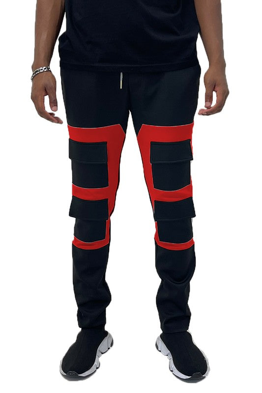 Men's Color Block Cargo Track Pants