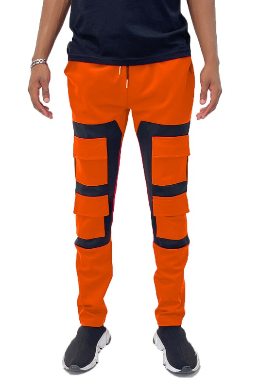 Men's Color Block Cargo Track Pants
